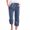 Navy, variant on YUGYXL Cotton Linen Capris for Women Fashion Feather Print Capris Drawstring Elastic Waist Wide Leg Pants with Pockets Black L