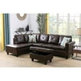 thumbnail image 4 of Starhome L Shaped Brown Couch with Ottoman(Pillows Included) Microfiber, 4 of 6