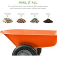 thumbnail image 2 of Dual-Wheel Home Utility Yard Wheelbarrow Garden Cart w/Built-in Stand for Lawn, Gardening, Construction - Orange, 2 of 8