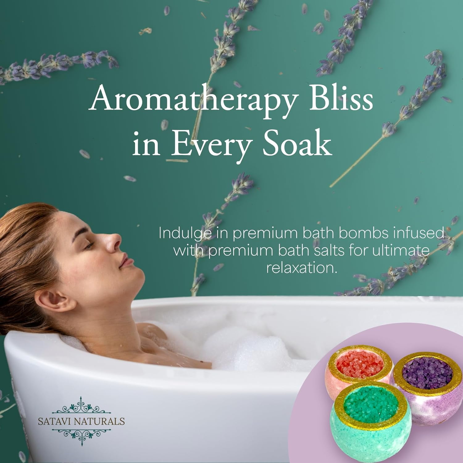 Satavi Naturals The Mini Spa Retreat - Home Spa Kit Including 24K Gold Eye Mask, Bath Bombs & Sugar Scrubs, Candle & Self-Heating Steam Eye Mask - Pampering, Relaxation & Self Care Gifts for Women