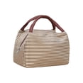 thumbnail image 2 of Insulated Lunch Bag for Women and Men, Large Capacity Lunch Tote, Reusable Oxford Cloth Cooler Bag, Coffee Brown Striped Portable Thermal Lunch Box Bag for Work, Office, Picnic, Travel Daily Meals, 2 of 9