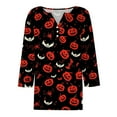 thumbnail image 5 of Halloween Henley Tops for Women 3/4 Sleeve Pumpkin Ghost V Neck T Shirts Funny Graphic Tshirts Halloween Costumes, 5 of 5