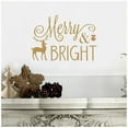 thumbnail image 4 of Merry and Bright with Reindeer and Ornament Self Adhesive Decals Holiday Christmas Vinyl Lettering Wall Decal Sticker Snowflakes - Size: 16.5"H x 24"L - Color: Metallic Gold, 4 of 6
