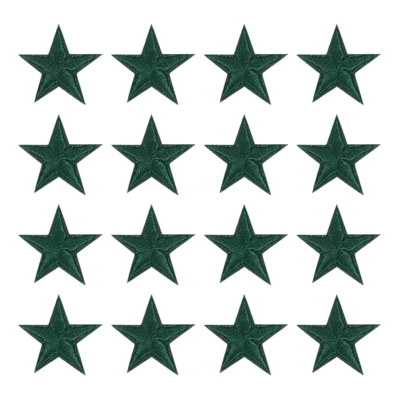 Uxcell 16Pack Iron on Star Patches, Sew on Star Embroidered Patches, DIY Applique Repair Patch for Crafts, 29mm Deep Green