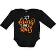 thumbnail image 3 of Inktastic Thanksgiving I'll Bring the Rolls in Orange Boys or Girls Long Sleeve Baby Bodysuit, 3 of 5