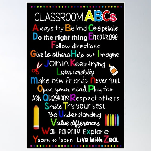 Classroom Abcs Knowledge Print Poster Wall Art, Modern Wall Decor For Living Room Bedroom, 8x12 UNFRAMED