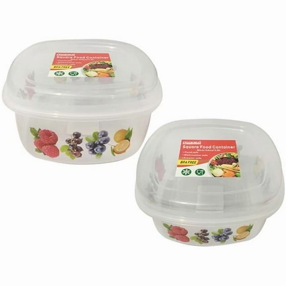 Family Maid 61438A Square Food Container with Print, Clear - Pack of 48