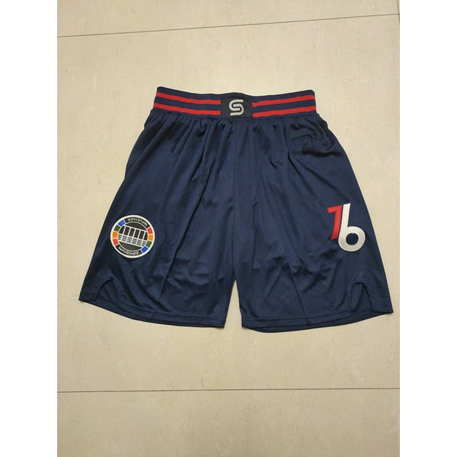 Pantalon de Basketball Sun Lakers 76ers Heat Raptors Magic Poche Short Brodé Dense Rétro Pantalon de Basketball