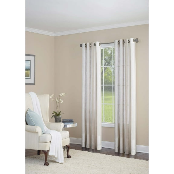 Lanco Howard Semi-Sheer Window Curtain Panel with Grommet Top, Ivory, 54 x 95"