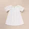 thumbnail image 2 of ZEHJHUAN Girl's Wedding Ceremony Round Neck Lace Trim Solid Color Short Sleeve A-Line Casual Outfit White，18-24M, 2 of 6