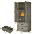 thumbnail image 2 of TROPOW Kitchen Pantry Cabinet with Doors and Shelves, Freestanding Tall Kitchen Cabinet with Microwave Stand, Hutch Cabinet for Kitchen, Living Room, Bathroom, Grey, 2 of 7