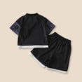 thumbnail image 4 of CUZIBR Kids Cool And Stylish Boys Summer Casual Outfit Sets Short Sleeve Two Piece Loose Fit Children For Play Clothes Sets,Black,11-12 Years, 4 of 5