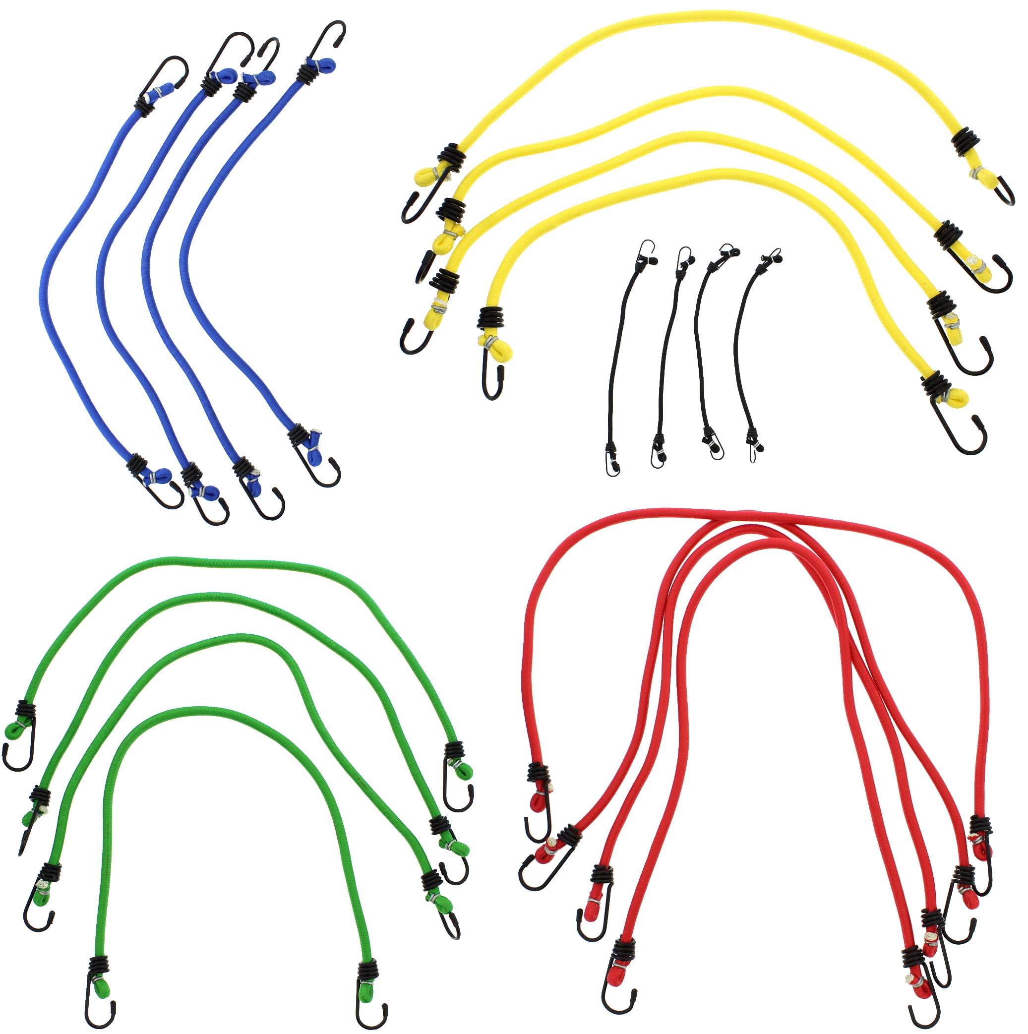 ABN Bungee Cords 20pk Strong Assorted Small Bungee Cords With Hooks