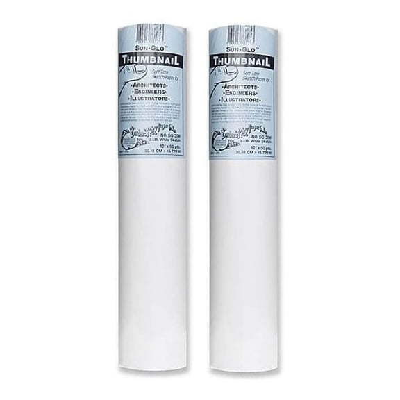 Borden & Riley Borden and Riley Sun-Glo Thumbnail Sketch Paper Rolls white 8 lb. 24 in. x 20 yd.