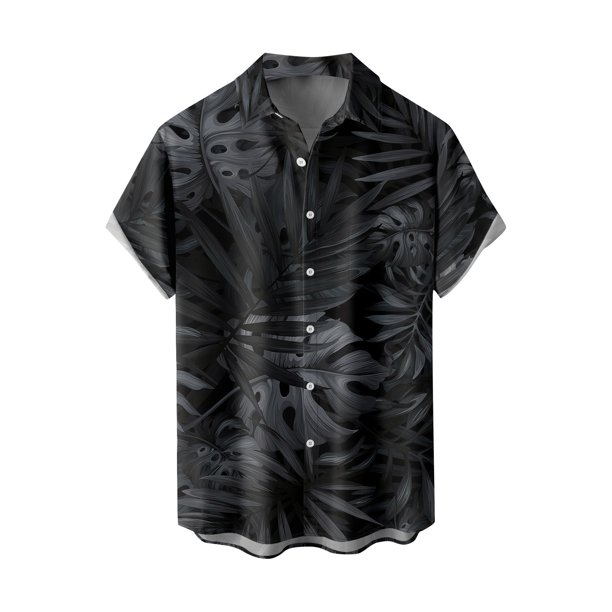 Summer New Men's Printed Slim Fit Shirt Large Fashion Casual Short Sleeve Shirt MenXL