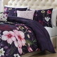 thumbnail image 6 of Bebejan Morning Glory 5 Piece Comforter Set, Purple, King,  100% Cotton Sateen, Reversible, All Season, Cozy Comfort, 6 of 10