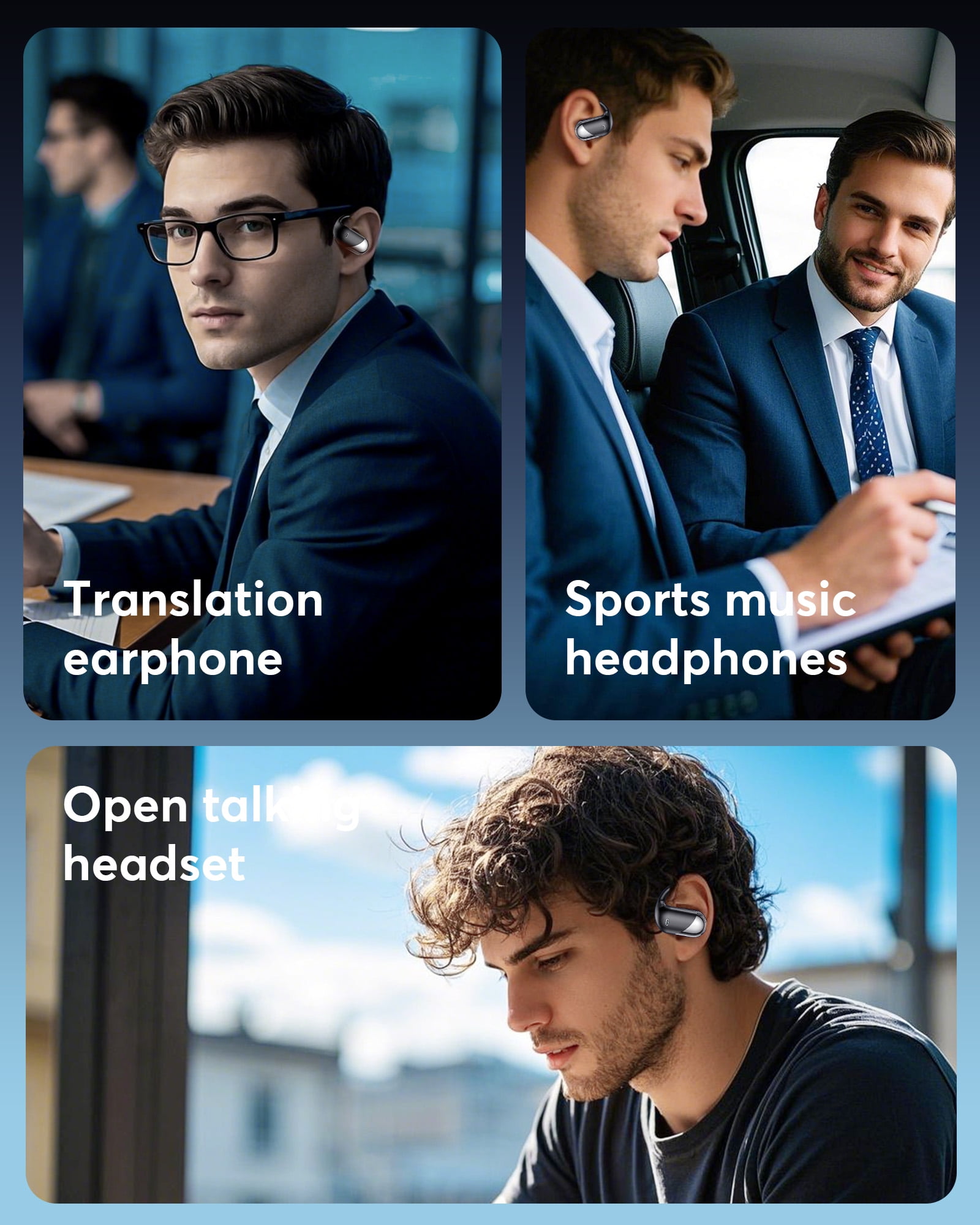 AI Translation Earbuds Real Time - Audifonos Traductores Inglés Español, 3-in-1 Translator Device, Supports 144 Languages & Accents, Open Ear Earbuds with Charging Case