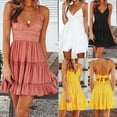 thumbnail image 4 of Sexy Women Strap Lace Backless Summer Beach Party Skater A Line Mini Dress, 4 of 5