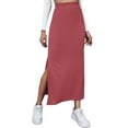 thumbnail image 4 of Women Half Dress, Solid Color Spring Fall Summer Street Casual Party Split Hem High Waist Skirt, 4 of 6