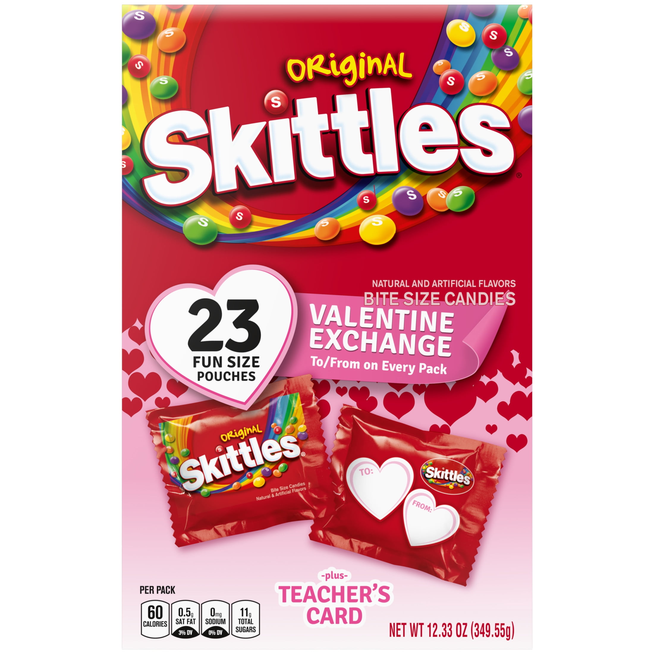 (2 pack) Skittles Original Fun Size Valentine's Day Exchange Chewy Candy - 23 Ct Box