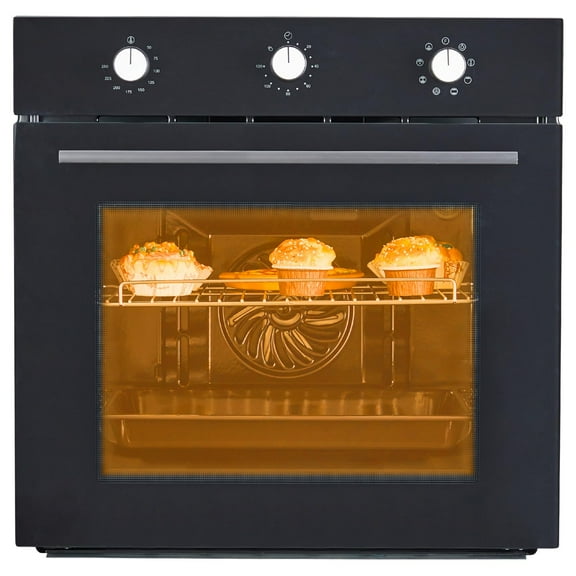 Single Wall Oven 24", Built-in Electric Ovens, 3000W, 240V, 2.5Cu.ft Convection Built-in Oven, Stainless Steel, Mechanical Knobs