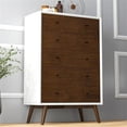 thumbnail image 3 of Pemberly Row Mid-Century Rectangular Wood 5-Drawer Dresser in White, 3 of 7
