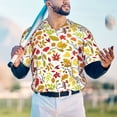 thumbnail image 5 of Hirioo Colorful Leaves for Men's Baseball T-shirt Shirts Short Sleeve Casual Summer Button Stretch T Shirts,Size S-4XL-XX-Large, 5 of 7
