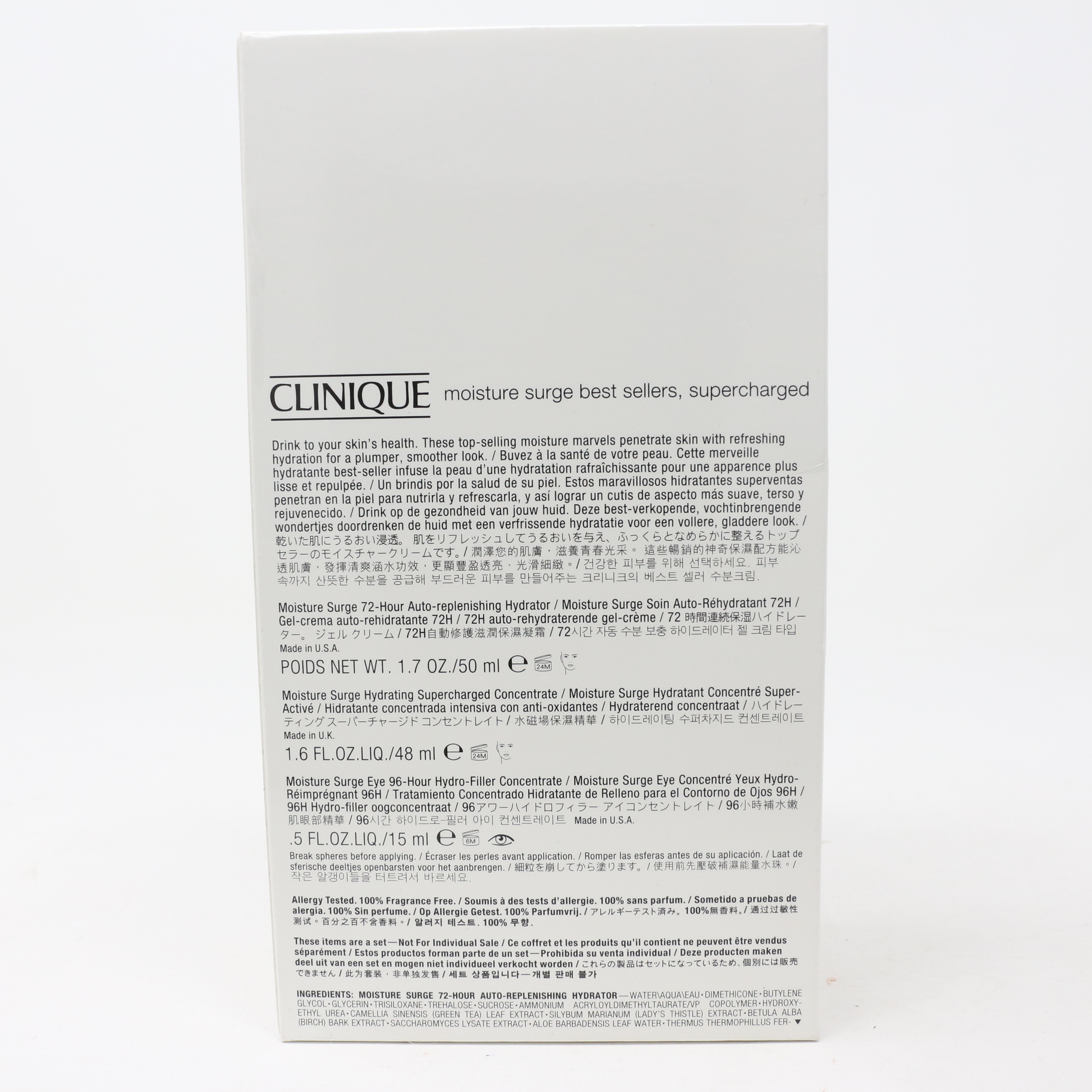 CLINIQUE by Clinique Moisture Surge Best Set: Hydrating Supercharged Concentrate + 72-Hour Auto-Replenishing Hydrator + 96-Hour Hydro-Filler Concentrate --3pcs(D0102HX8JFT.)