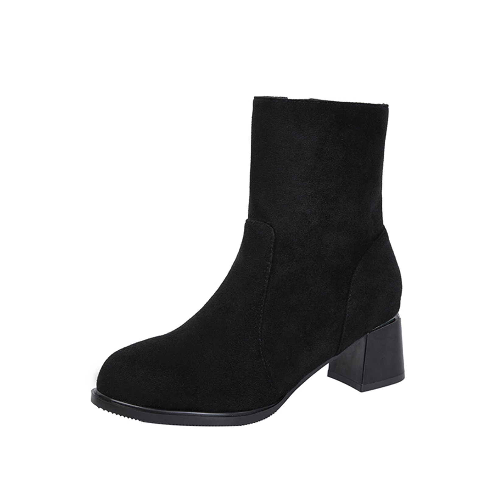 Awdenio Autumn And Winter Suede Boots Round Toe Thick Heel Women's