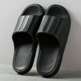 thumbnail image 2 of HNMKIU Couples Mens Womens Solid Color Comfort Slippers Indoor Outdoor Soft Sole Home Footwear Z9112-Black，8, 2 of 4