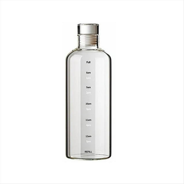 Botella de Agua Deportiva de Vidrio de 1000 Ml con Cronómetro, Recipiente Portátil, Sellada, para Vino y Cerveza.