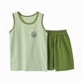 thumbnail image 4 of KPOPLK Toddler Baby Boys Summer Outfits Sleeveless Cartoon Print T-Shirt Tops & Shorts Sets 2Pcs Cute Baby Boys Cotton Clothes For 3-15 Years Size 11-12 Years,Green, 4 of 4