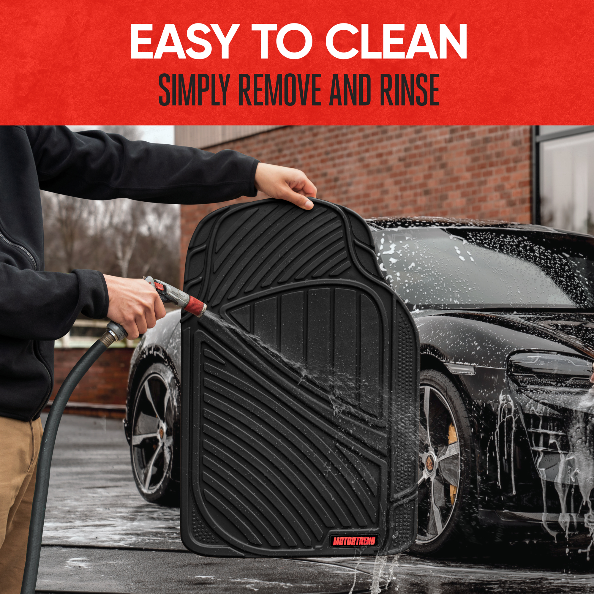 Motor Trend FlexTough 3-Piece Rubber Floor Mats, Black photo 7