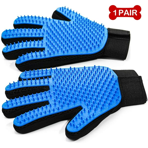 Pet Grooming Gloves - Dog Deshedding Glove - Efficient Cat Glove Brush- Pet Hair Remover Mitt Glove with Enhanced Five Finger Design for Dog & Cat - 1 Pair