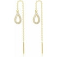 thumbnail image 6 of Sterling Silver Teardrop Threader Earrings Dangle for Women Teens Waterdrop Dangle Earrings Drop Chain Earrings, 6 of 10