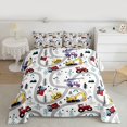 thumbnail image 2 of jejeloiu Yellow Excavator Bulldozer Queen Comforter Set,Cartoon Equipment Truck Bedding Sets,Gray White Red Bedding Comforter Set For Boys Kids,Breathable Home Decor Reversible,3 Pieces, 2 of 8