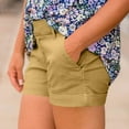 thumbnail image 7 of Mini Shorts for Women Summer Casual Rolled Hem Shorts with Pockets Trendy Versatile Slim Fit Hot Pants, 7 of 7