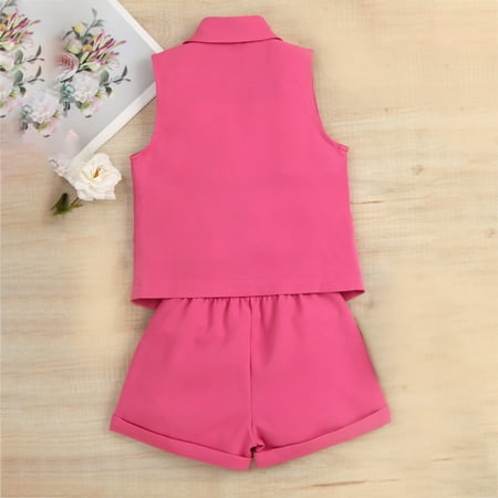 

dmqupv New Baby Checklist Summer Toddler Girls Sleeveless Solid Colour Coat Vest Shorts Three Piece Outfits Character Set Girls Red 4-5 Years