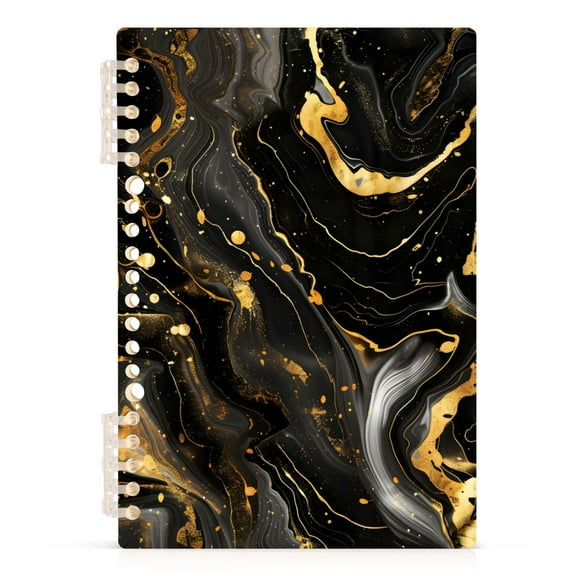 Luxury Black and Gold Marble Spiral Journal Notebook College Ruled Notebook 8.3" x 5.7" A5 Lined Thick Paper Page