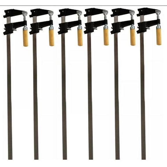 6 Piece Set - 18" Steel Bar Clamp with Metal Ratcheting System and Quick Release Suitable for a Wide Range of Woodworking and Metalworking