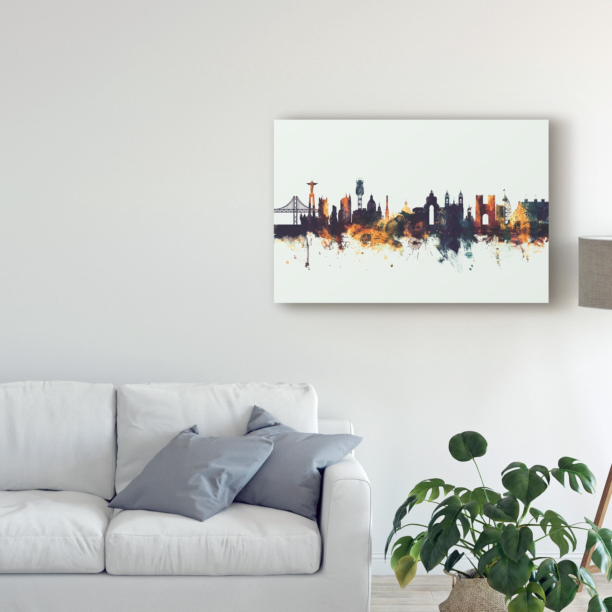 Trademark Fine Art 'Lisbon Portugal Skyline IV' Canvas Art by Michael Tompsett
