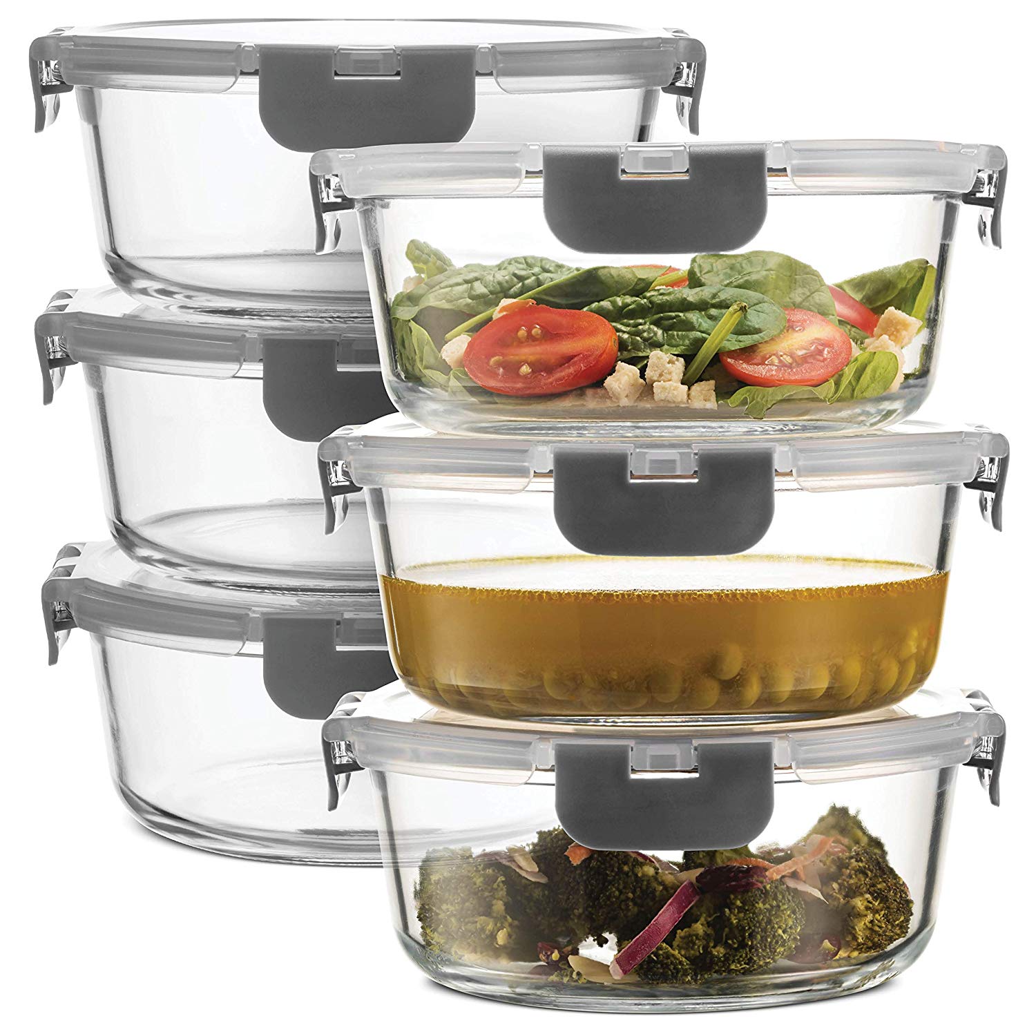 Superior Glass Round Meal Prep Containers 6pk(32oz) Newly Innovated