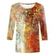 thumbnail image 5 of ICHUANYI Clearance Women's Fashion Printed Loose T-shirt 3/4 Sleeves Blouse Round Neck Casual Tops(Orange, XL) ICHUANYI WER2023081109810, 5 of 5