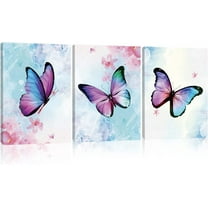 Butterfly Canvas Wall Art Decor 3 Piece Fantasy Girls Wall Art Watercolor Art Print Butterflies for Wall Art Living Room Bedroom Canvas With Wood Framed 12x16 Inch