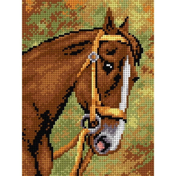 Needlepoint canvas for halfstitch without yarn Chestnut Horse 2197F - Printed Tapestry Canvas