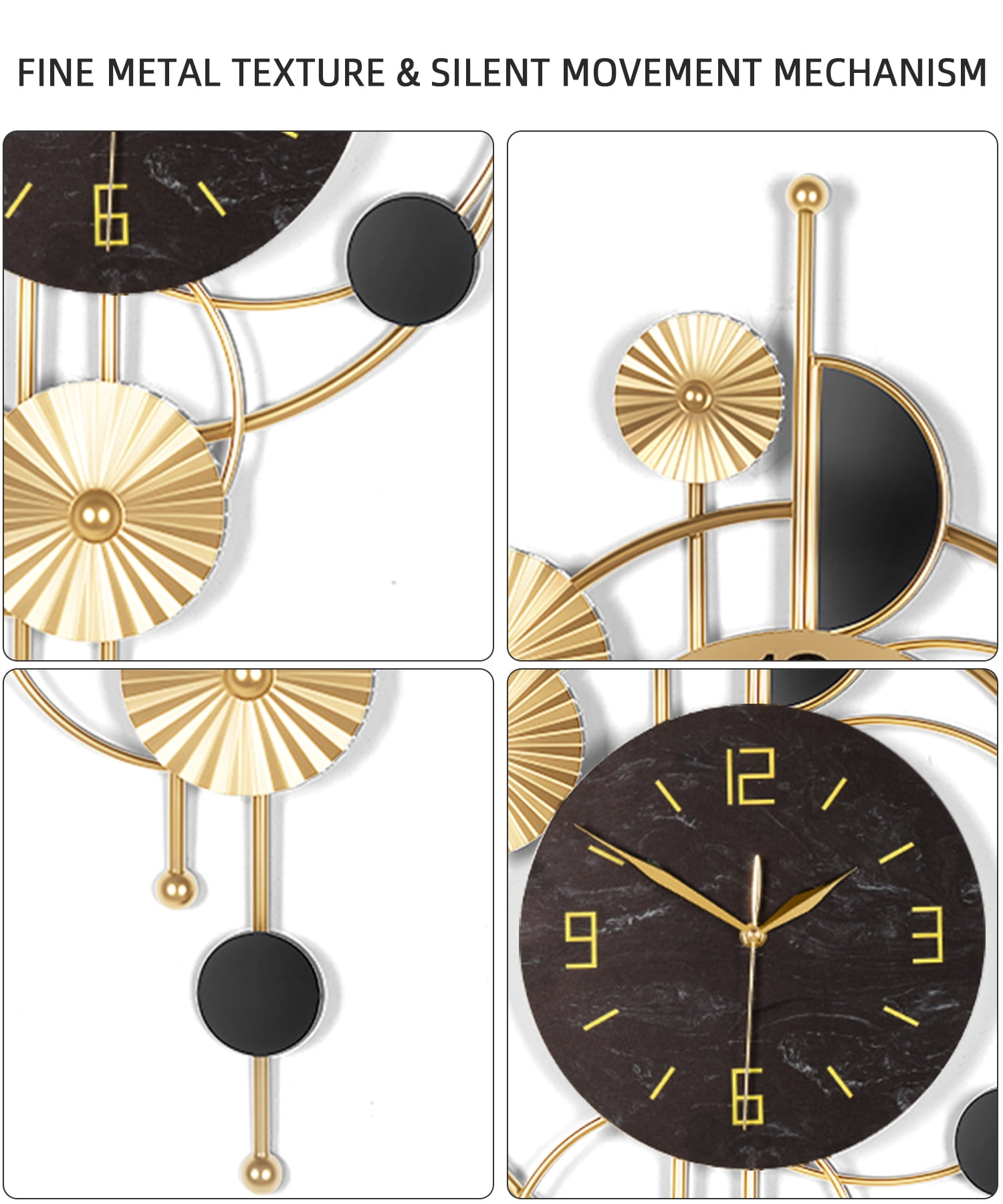 Wall Clock,Large Wall Clock,Wall Clocks for Living Room Decor Modern Silent Non-Ticking Metal Wall Art, Clock for Living Room, Kitchen, Bedroom, or Office Wall Decor (32")