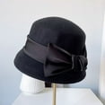 thumbnail image 5 of CoCopeaunt Audrey Hepburn Style Bow Top Hat Women Autumn And Winter Australian Wool Felt Hat Satin Hat Fashion, 5 of 6