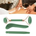 thumbnail image 1 of Outils Faciaux Gua Sha, Réduction des Plis Rouleau Double Extrémité Rouleau Portable en Jade 3 Pcs avec Outil de Raclage en Forme de L pour Usage Domestique Vert, Blanc, 1 of 7