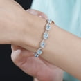thumbnail image 3 of Blue Apatite Moissanite  925 Sterling Silver Rhodium Plated Bracelet for Women Jewelry Birthday Christmas Gifts Size 8 Inches Ct 7.13, 3 of 5