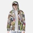 thumbnail image 2 of Gukieu pets and birds Collage Print Sun Protection Hoodies for Men and Women, Zippered Long-sleeved Quick-drying UV Protection Shirts, Suitable for Sports, Swimming, Fishing-Large, 2 of 7